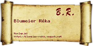Blumeier Réka névjegykártya